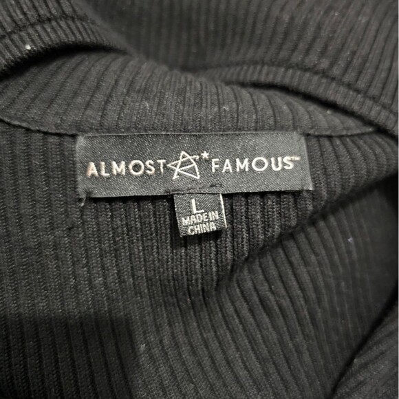 Almost Famous - Dress Bodycon Cutout Turtleneck Midi Knit - Size L - Black - Picture 5 of 6